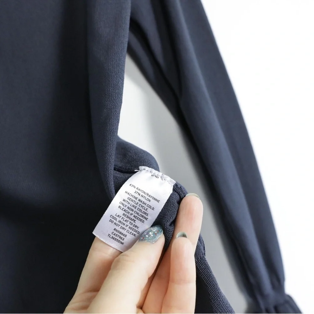 Leith Nordstrom top asphalt gray charcoal knit stretch thin sweater cropped - Picture 4 of 5